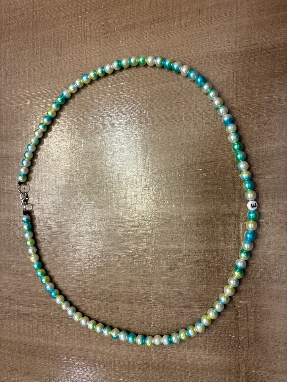 Handmade Blue & Green Pearl Beaded Necklace
